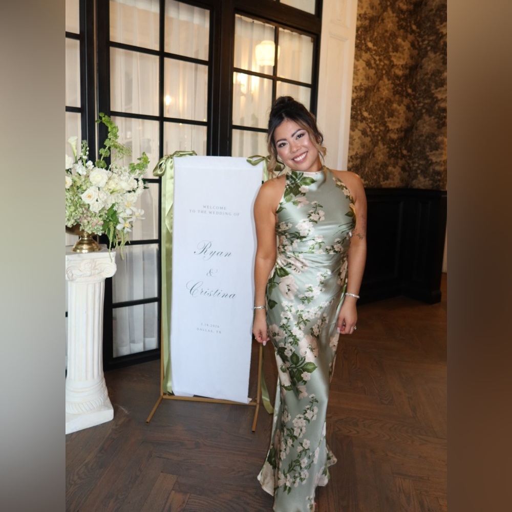 Reformation Anaiis Silk Dress in Tarragon